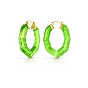 NEW GOLD & HONEY pear gem lucite hoop earrings in green